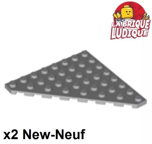 Lego 2x Aile Wedge plate plaque 8x8 Cut Corner angle coin gris/lght b gray 30504