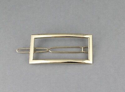 Gold rectangle barrette outline shape metal hair clip gold shiny clip 2 /8" wide