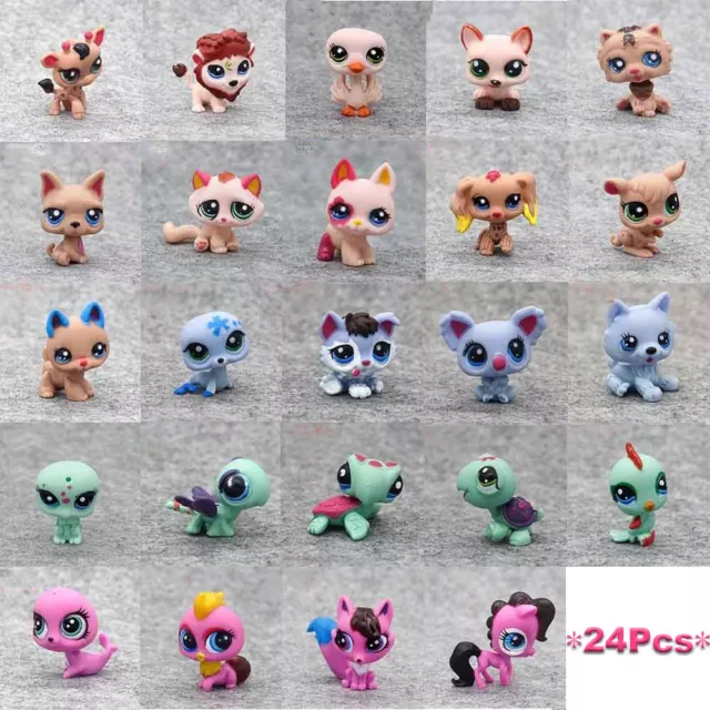 24Stück Littlest Pet Shop Lot Tiere Hasbro LPS Figur Spielzeug Hund Löwe Katze 3