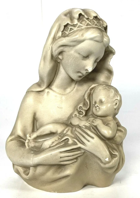 Vintage Blessed Mother Mary Baby Jesus Statuary 7" Chalk Ware Plaster C.S.529