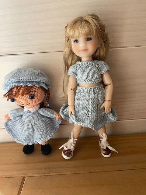 Tenue Pour Poupée Mini-Sarah, Ruby Red 20 Cm, Faite Main En France, Laine Tissus
