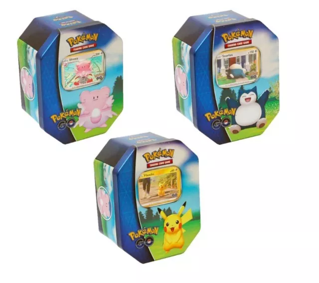 Latas de regalo Pokemon GO (juego de 3) TCG Pikachu Snorlax Blissey (12... 2