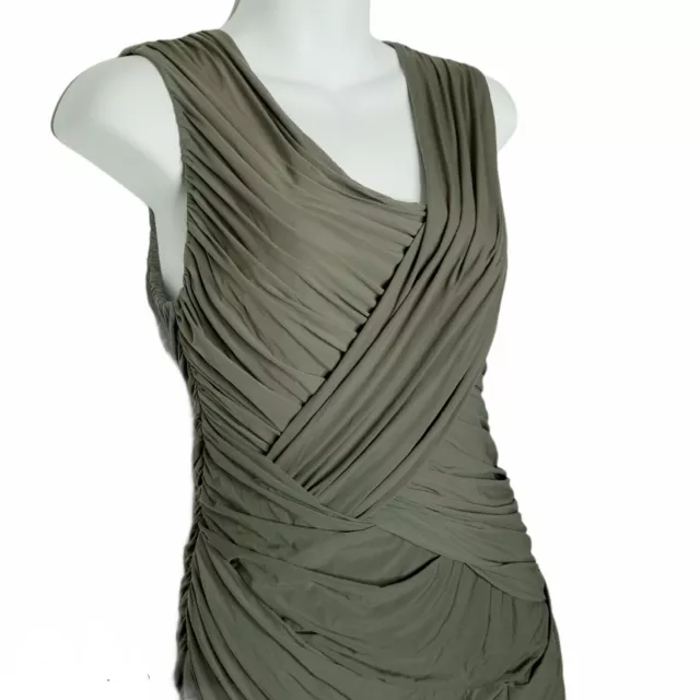 Vera Wang Draped Ruched Bodycon Cocktail Dress US 8 Gray 3