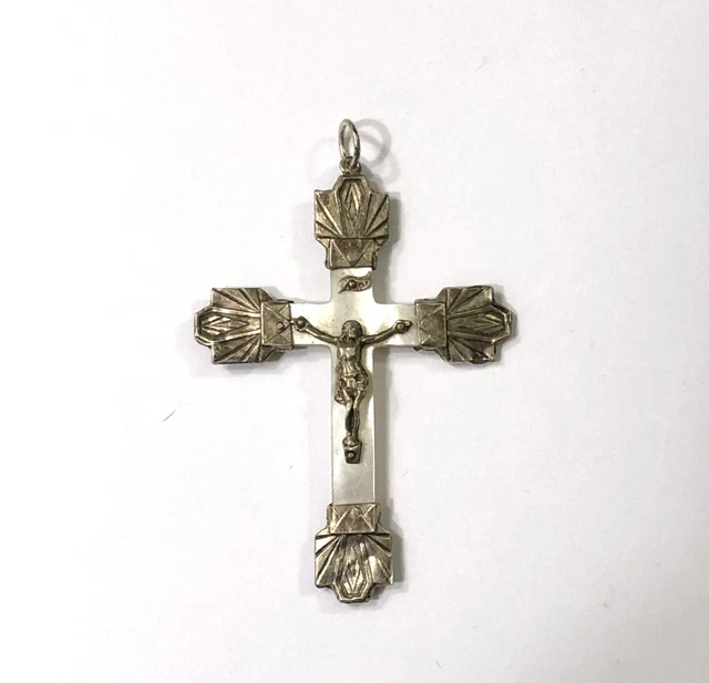 Croix Pendentif En Argent 925 (poinçon Sanglier) - Dimensions 30x19 Mm (hors Bélière) - Occasion
