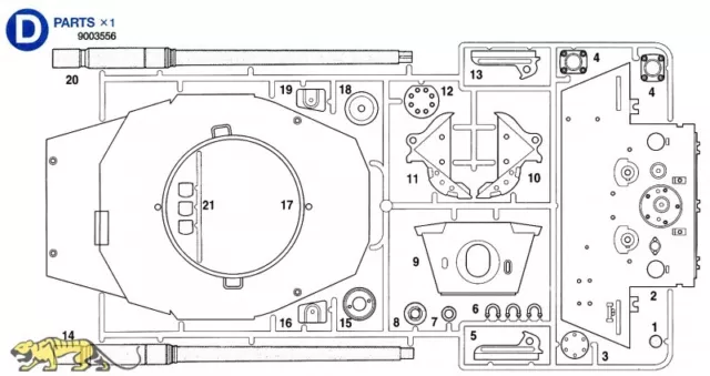 Tamiya 9003556 D Teile (D1-D21) für Tamiya Königstiger (56018) - 1:16