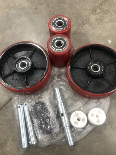 Pallet Jack Lift Truck Steer Load Wheels Replacement Kits Full Set with Bearings