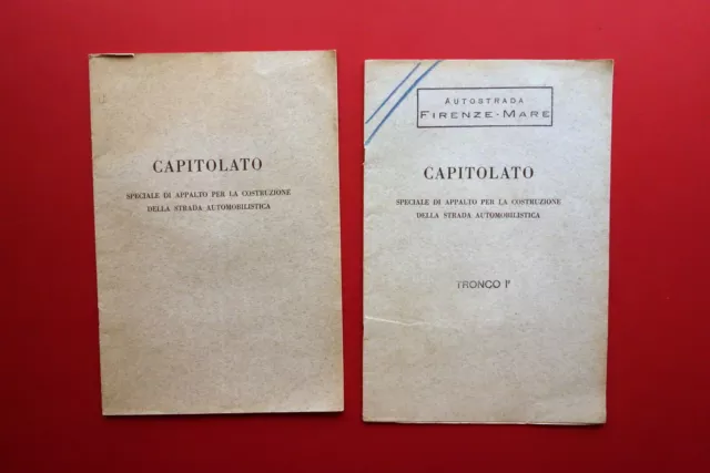 Autostrada Firenze Mare 2 Capitolati d'Appalto Bozze Preparatorie Anni '30