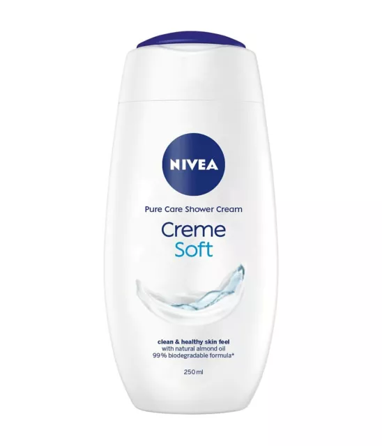 NIVEA Gel de Ducha, Crème Suave Cuerpo Lavado, Mujer, 250ml/8.45 Fl OZ (Pack 1)