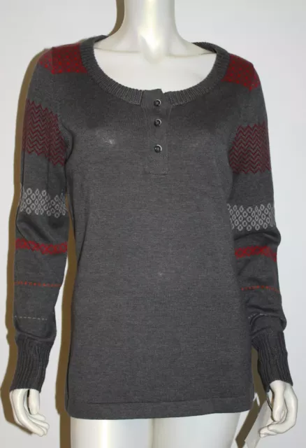 Woolrich Gray Slate Red Avalanche Henley Tunic Sweater NWT L Cotton Acrylic