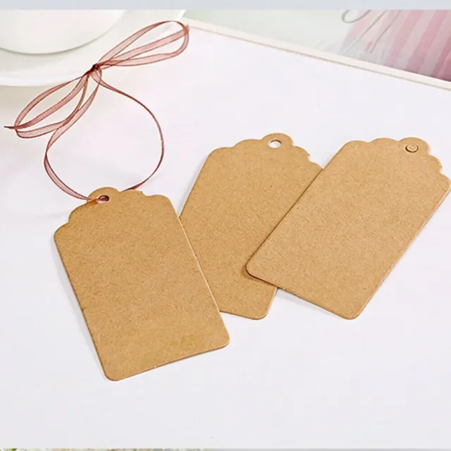 100x Blank Gift Tags with String Attached Marking Strung Tags