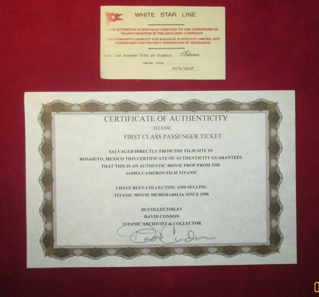 TITANIC MOVIE PROP First Class Passenger Ticket 59.00 PicClick
