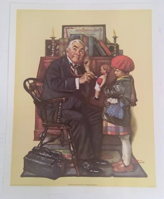 The Doctor And The Doll By Norman Rockwell Litho 1972 Curtis Publishing Co 15X12