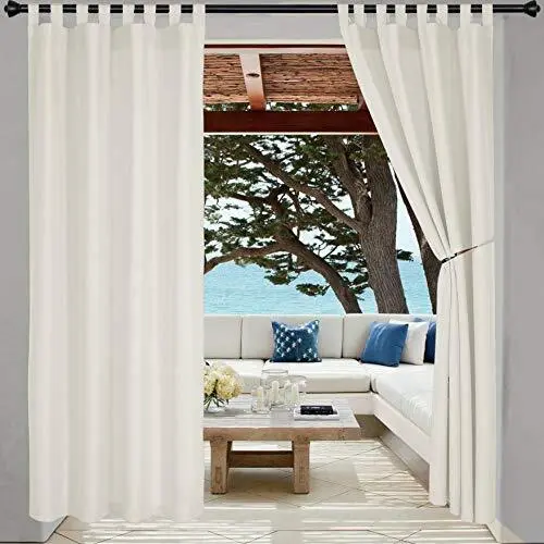 Indoor/Outdoor Curtains - Waterproof Tab Top Patio Curtains Sun Blocking Set
