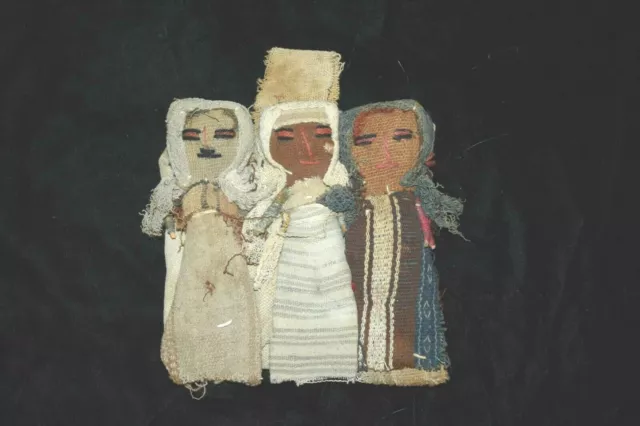 Antique Vintage Peruvian Handmade Chancay Burial Doll of Three Women