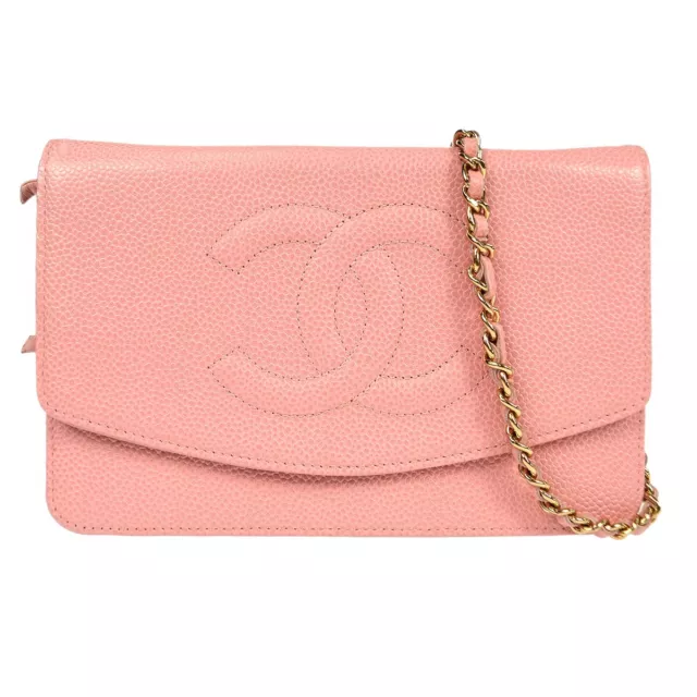 CHANEL WOC CHAIN Shoulder Wallet Bag Pink Caviar 9373606 29086