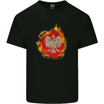 The of Polish Flag Fire Effect Poland Mens Cotton T-Shirt Tee Top