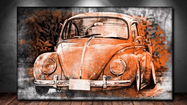 LEINWAND BILD ER XXL POP ART VW KÄFER BEETLE ABSTRAKT GRAFFITI POSTER 150x90