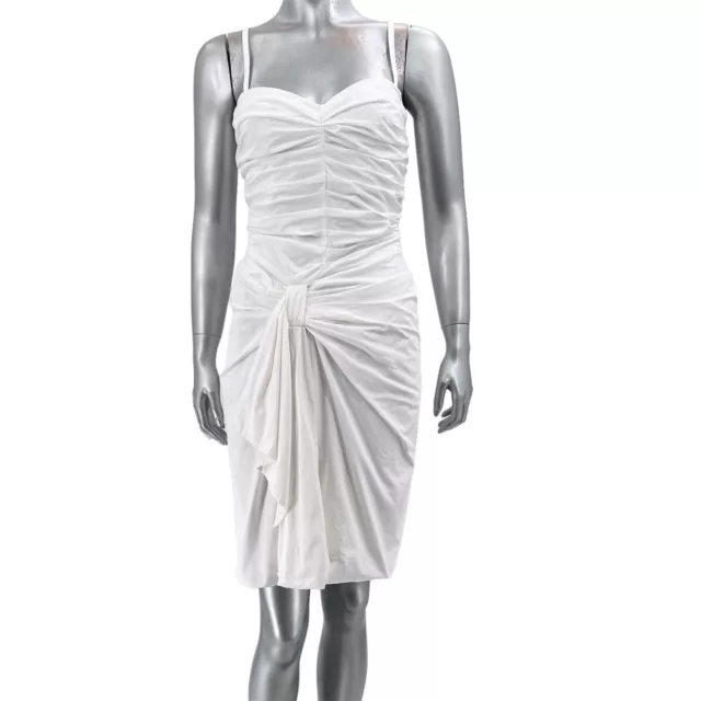 Christian Dior White Ruched Sleeveless Cocktail Dress Womens 4