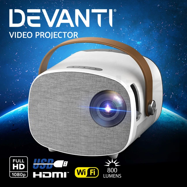 Devanti Mini Video Projector Wifi USB HDMI Portable HD 1080P Home Projector