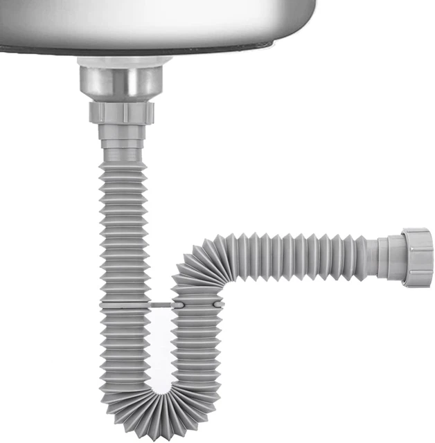 CINSDA FLEXIBLE SINK Drain Pipe, 11/2 PTrap with Adapter, Expandable