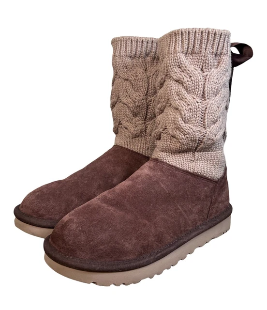 UGG KIANDRA LUXE Cotton Knit with Brushed Suede Size 4.5 Burgundy Cordovan 24.99 PicClick UK
