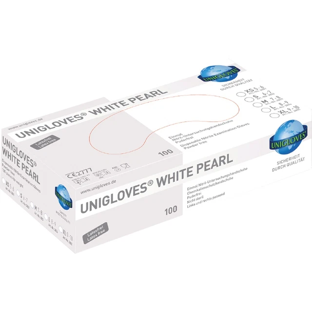 Guantes Unigloves White Pearl 2804 nitrilo talla L, 100 unidades