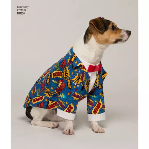 Simplicity 8824 Sewing Craft Pattern Dog Coat Tee Sweatshirt Tux  SZ 9"-18" Neck