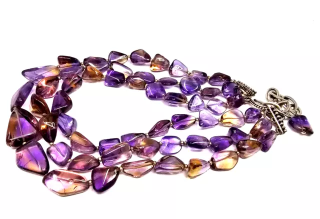 Stephen Dweck Sterling Silver Ametrine Quartz Multi Strand Toggle Necklace NK23 3