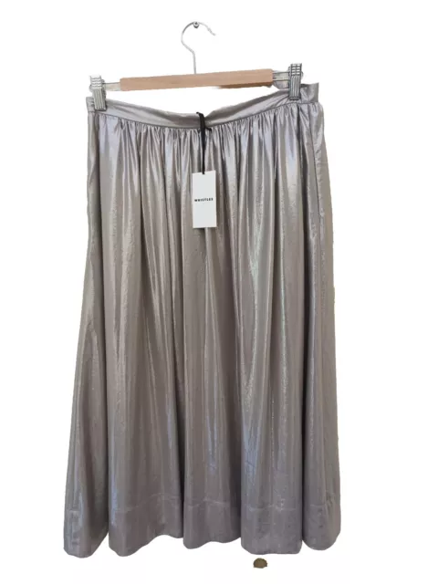 Whistles Bnwt Women Daisy Foil Skirt A Line Plisse Silver Out Of Stock Rrp £125