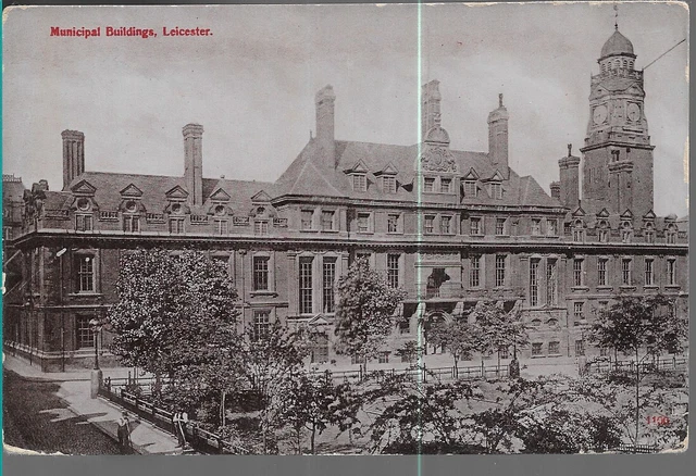 NICE OLD POSTCARD - MUNICIPAL BUILDINGS - LEICESTER - 1918 by H.J.S.