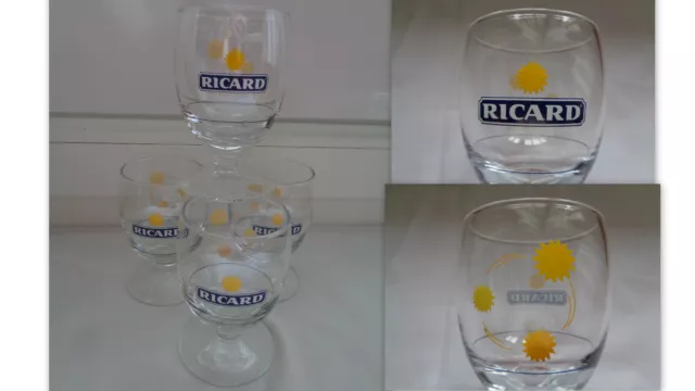 Lot De 4 Verres Ballon 17 Cl  Ricard 3 Soleils  Trait Dose