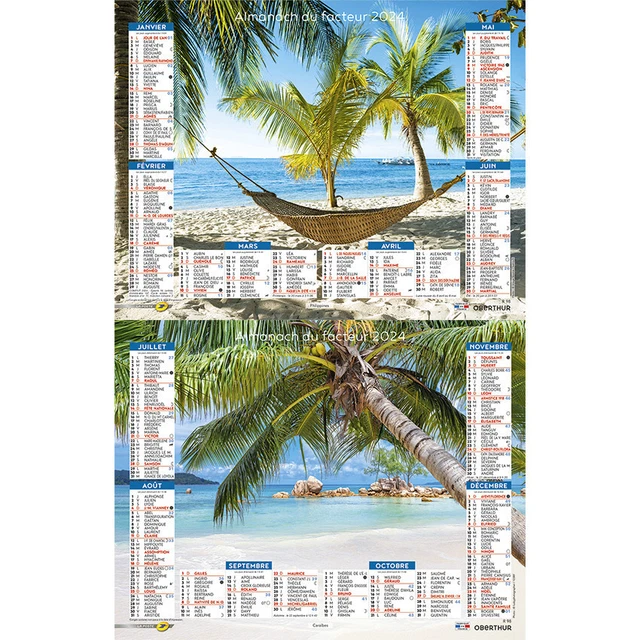 CALENDRIER DE LA Poste 2024, Almanach du facteur, paysages exotiques