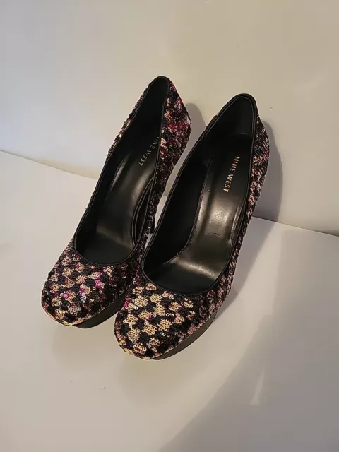 Nine West Women's Piggy Pump, Multi/Black, Us 9.5 Medium, New Without Box