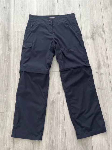 Craghoppers Solardry Womens Outdoor Zip Off Convertable Trousers. Size 10 R Blue