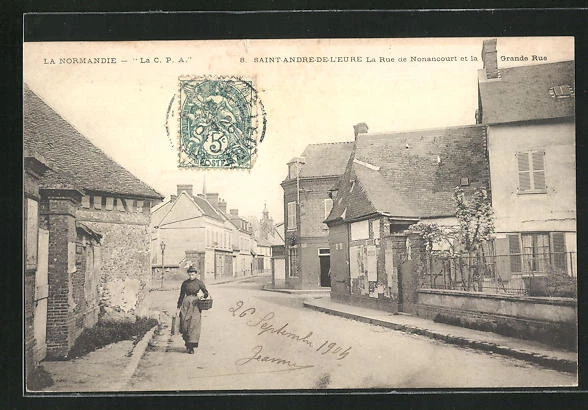 CPA Saint-Andre-de-l´Eure, La Rue de Nonancourt et la Grande Rue, vues de rues