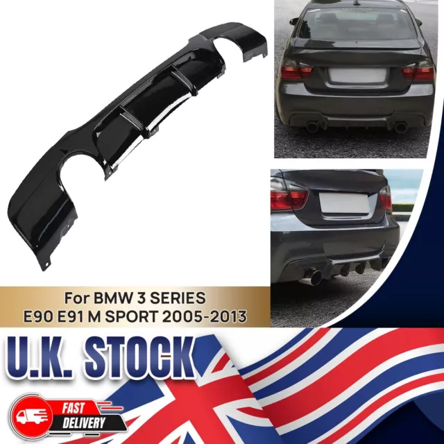 For BMW M Sport 3 Serie 335i Style E90 E91 Glossy Rear Valance Diffuser 05-2013