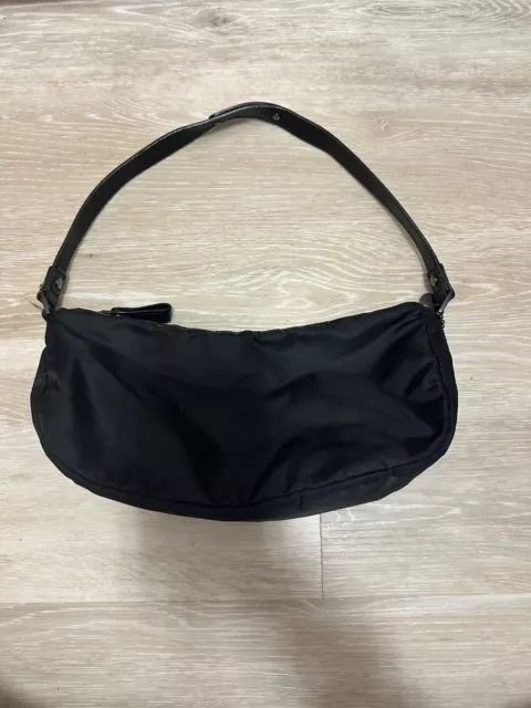 Le SportSac Mini Hobo Bag Small Purse Black Nylon/leather