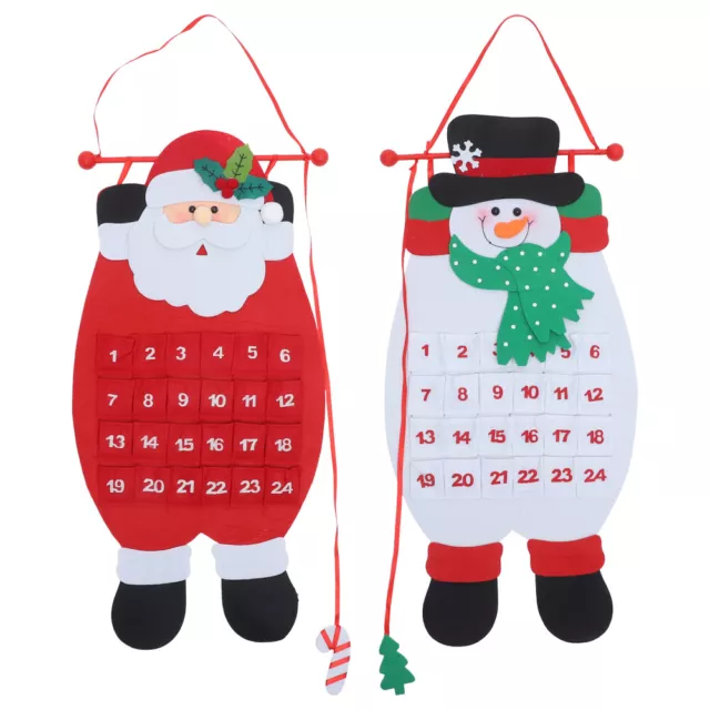 2 piezas Calendario de Adviento para niños adornos colgantes de árboles de Navidad
