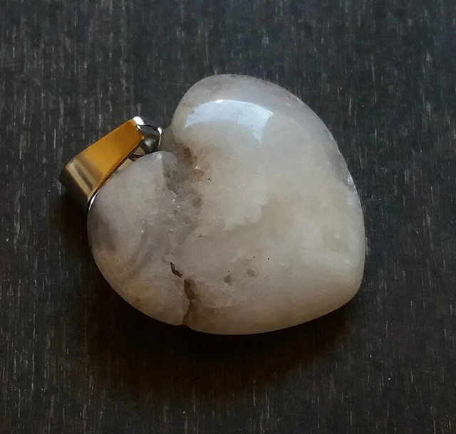 Pierre fine d'AGATE, Cœur en Gemme AGATE du MEXIQUE, Pendentif AGATE CRAZY LACE