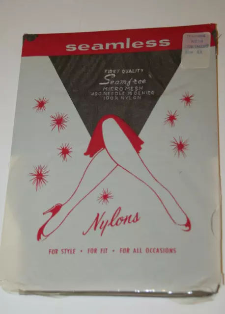 Vintage Nylons Seamless Evening Sheer Pantyhose/Stockings - Size 10.5 Greymist