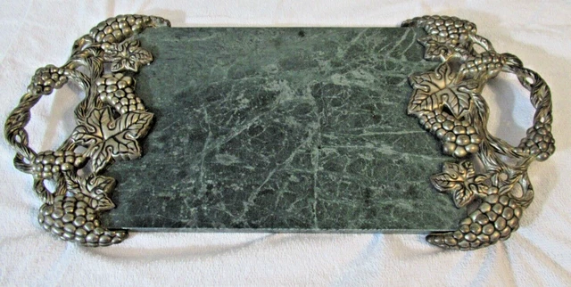 GODINGER Silver Art Co Green Marble Charcuterie Cheese Board Serving Tray 18 x 8