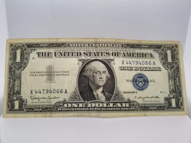 Series 1957B One Dollar Silver Certificate Blue Seal/Circulated X44