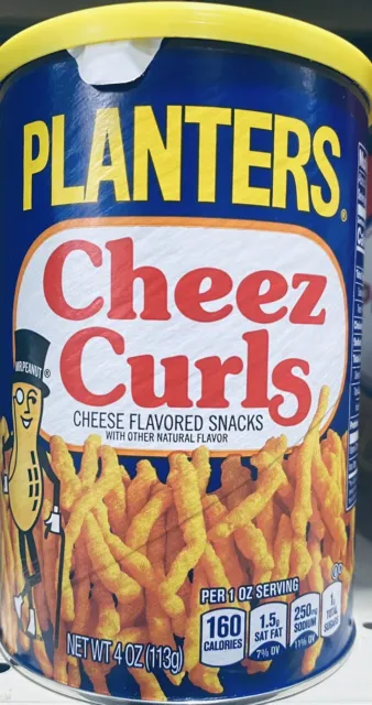 Planters Cheez Curls Cheese Flavored Snacks 4 oz Resealable Canister - NEW