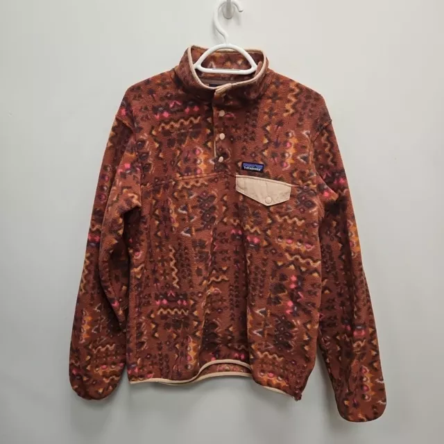 Patagonia Synchilla Snap T Wander Wood Brown Fleece Aztec Jacket Jumper Medium