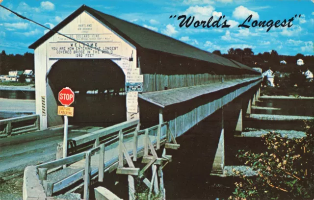 Hartland New Brunswick Canada, World's Longest Covered Bridge, Vintage Postcard