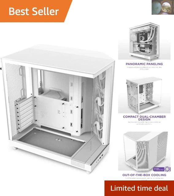 Boîtier PC ATX Avec écran LCD – Tour Gamer Verre Trempé, Support GPU 410mm, Refroidissement Avancé – Design Blanc Moderne