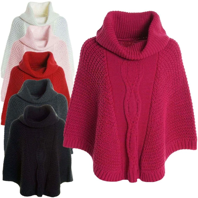 Bambina Maglia Poncho Città Capo Stola Mantello Giacca collo a Scialle 20783
