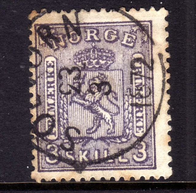 NORWAY 1867-8 EMISSIONE PETERSEN 3sk LILLA USATO, SG 26