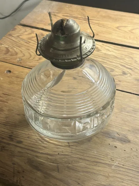 Vintage signed Eagle Oil Lamp - pressed glass - pristine condition