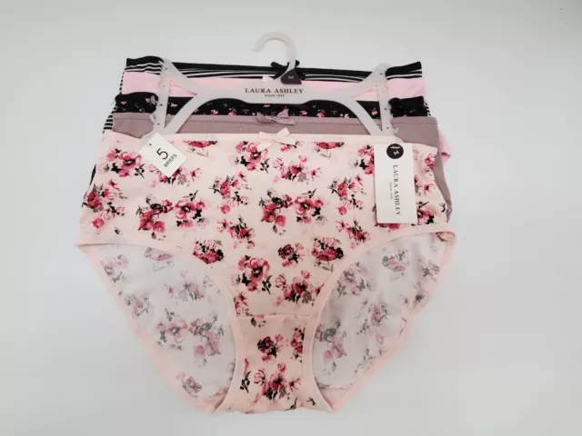 LAURA ASHLEY 5 Pack Womens S M L XL Brief Panties Black Pink Beige Neutral Nude